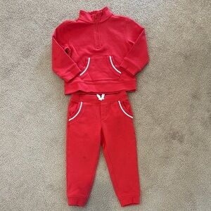 Janie and Jack Red Kids Pullover and Jogger Set